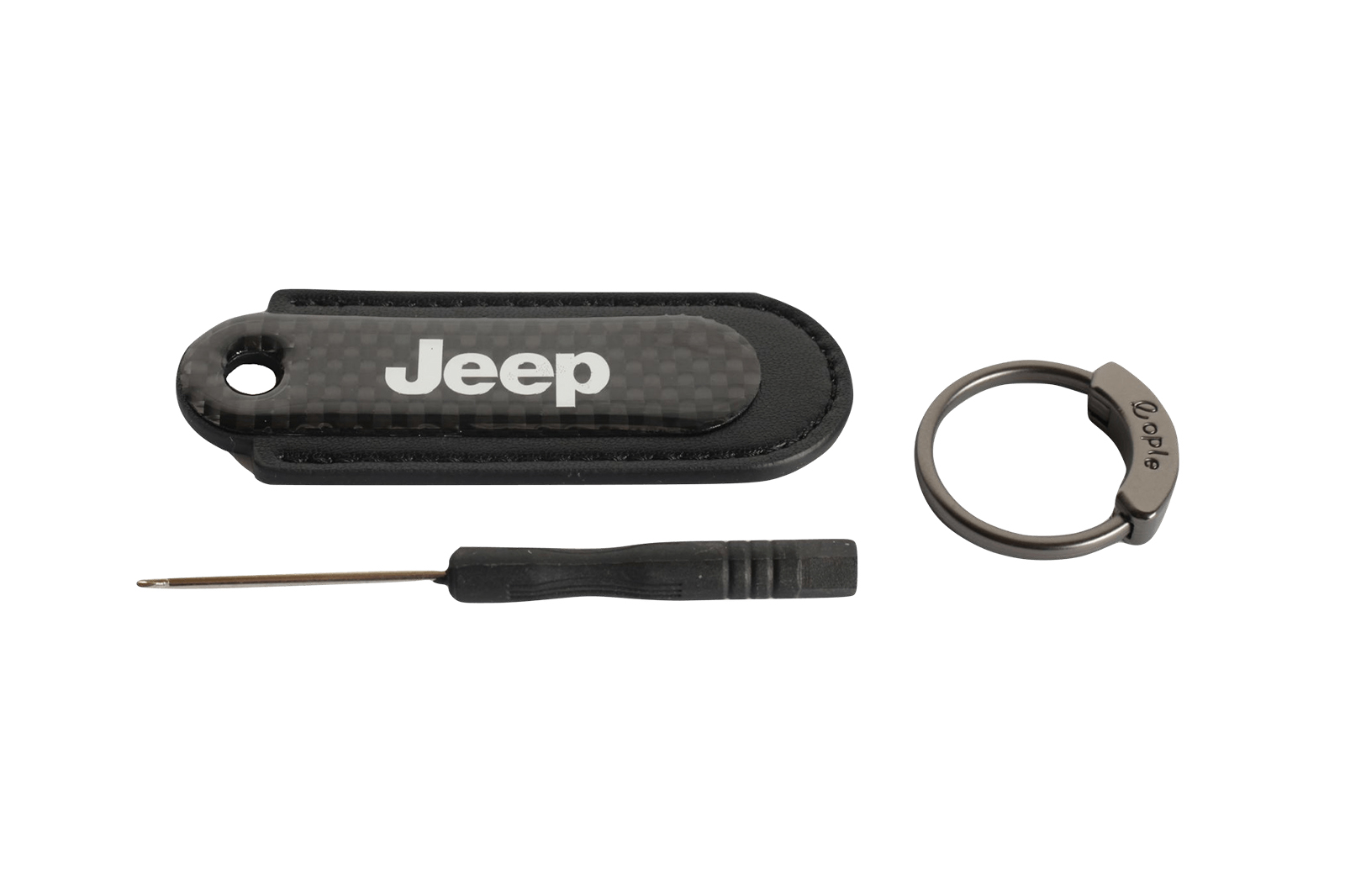 Брелок для авто кожа-карбон с логотипом Jeep черный фотография №1