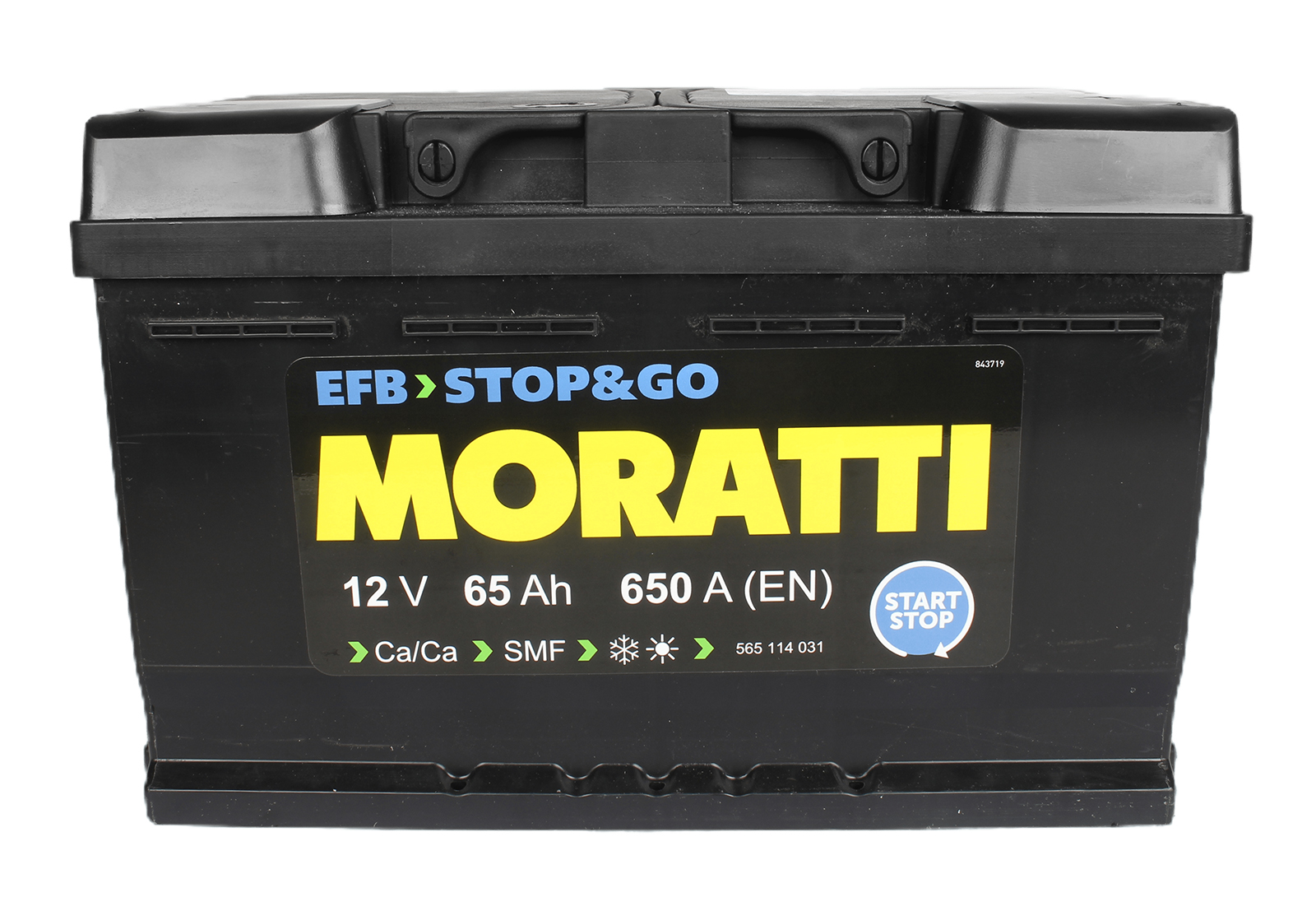 Аккумуляторная батарея MORATTI EFB 6СТ65 низ.обратная фотография №1