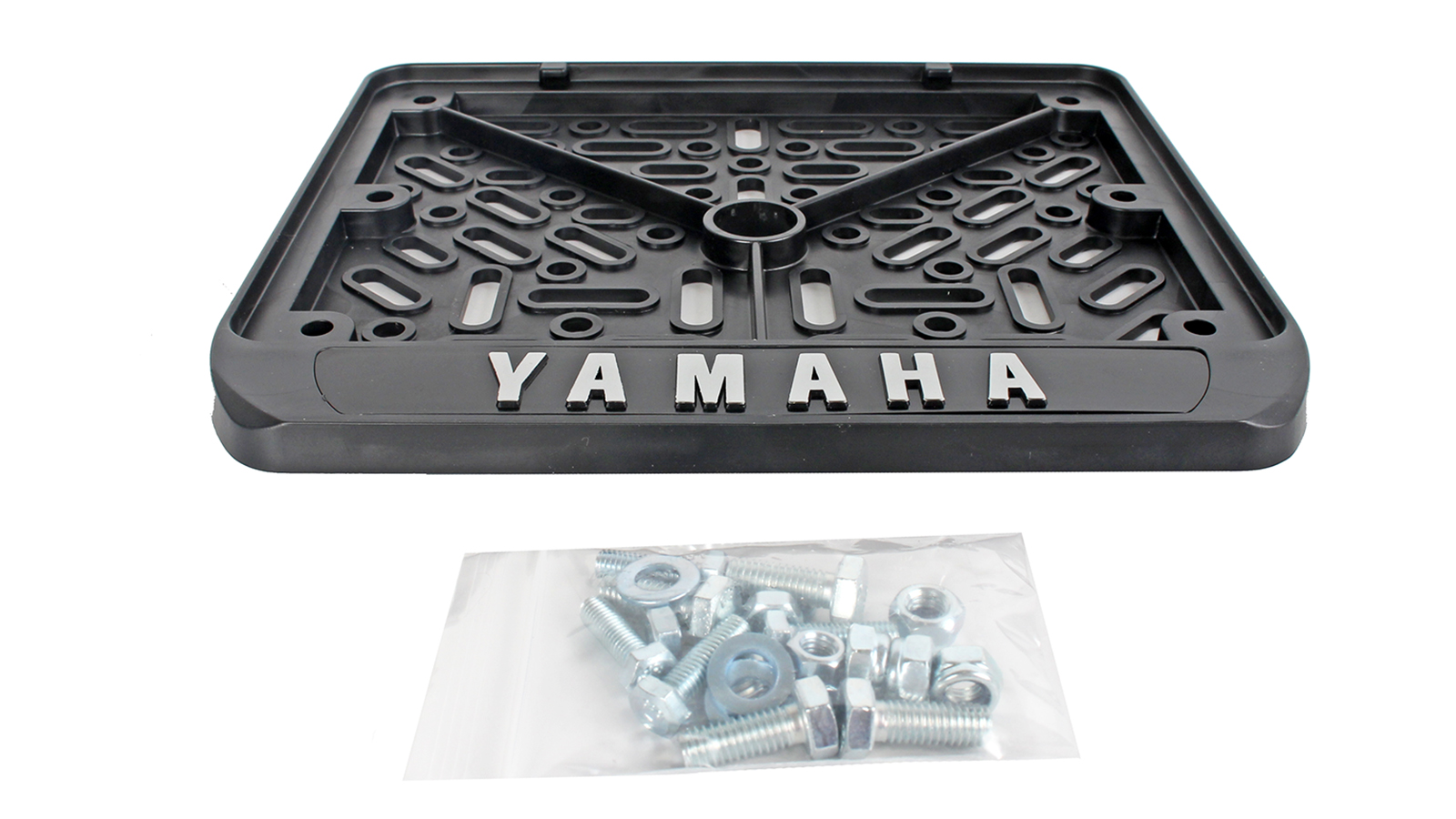 Рамка знака номерного мотоциклетная Yamaha нового образца 1 шт черная фотография №2