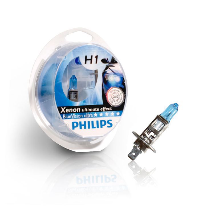 Лампа 12Vx55W H1 PHILIPS BLUE VISION ULTRA 2шт. фотография №1