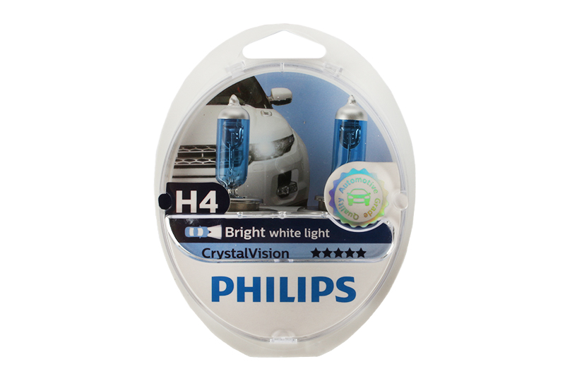 Лампа 12V H4 PHILIPS  CRISTAL VISION 4300K 2шт. фотография №1