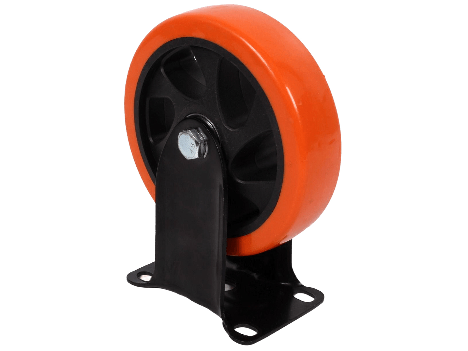 Колесо оранжевая резина 125мм неповоротное фотография №2