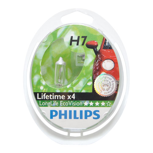 Лампа 12Vx55W H7 PHILIPS LONG LIFE ECO VISION 2шт фотография №1