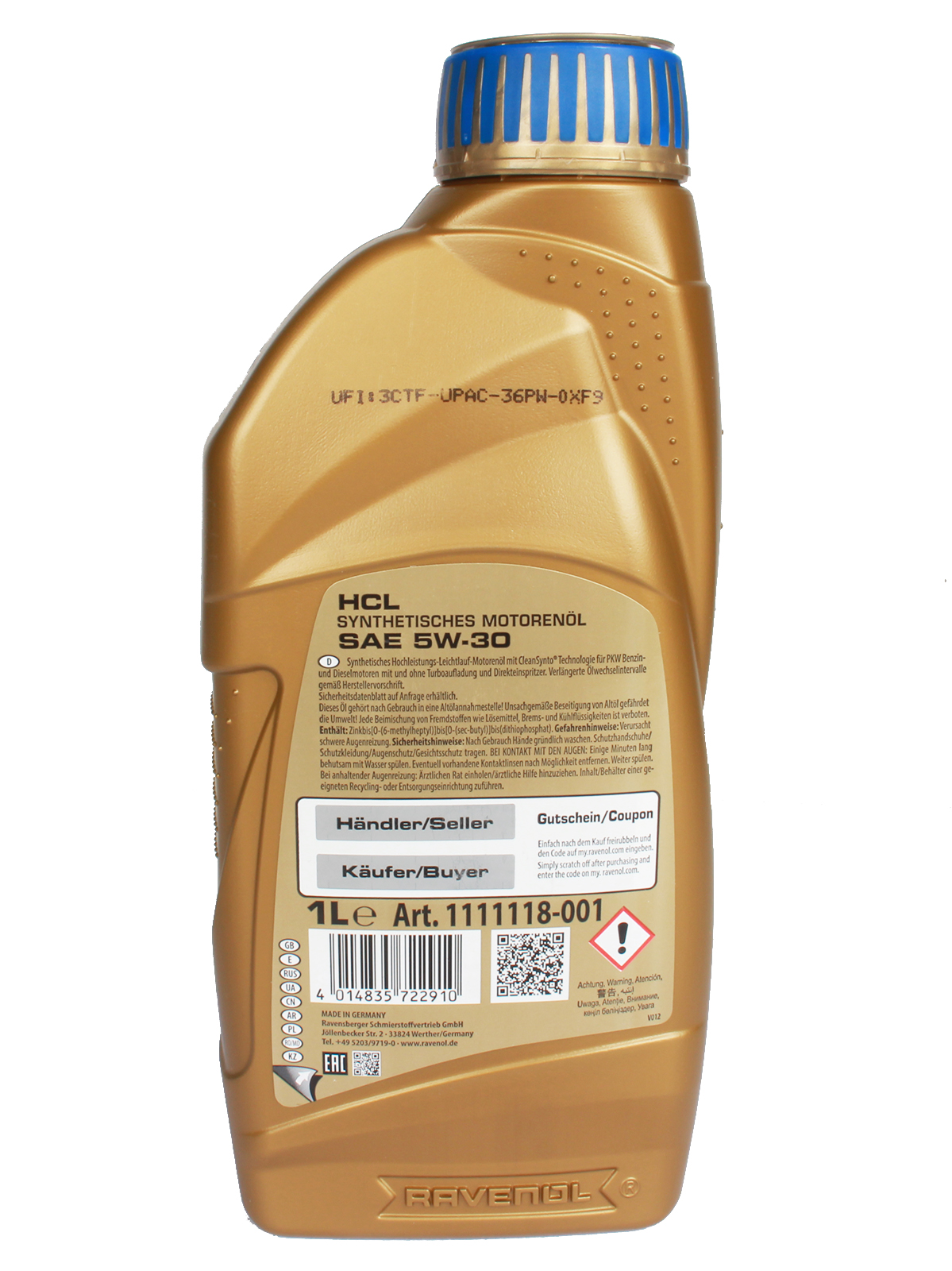 Масло моторное RAVENOL HCL 5W30 1л фотография №2