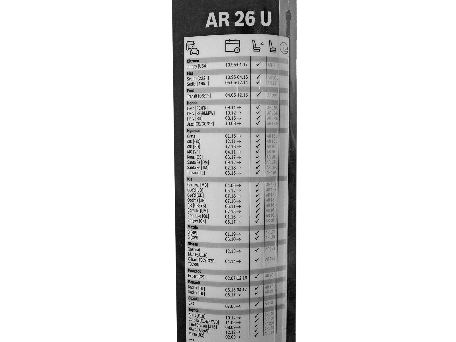 Щетка стеклоочистителя BOSCH АЭРОТВИН AR26U 650мм фотография №5 Щетка стеклоочистителя BOSCH АЭРОТВИН AR26U 650мм фотография №5