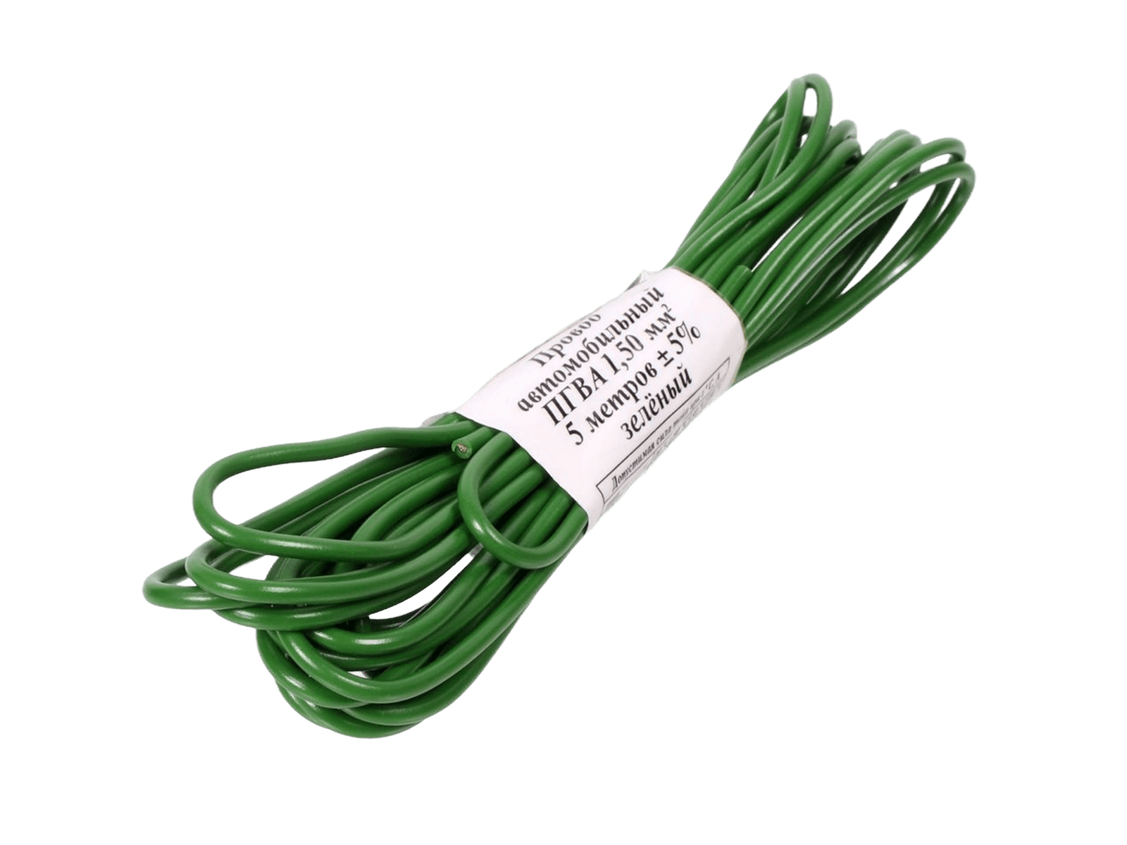Провод автомобильный монтажный ПГВА 5м S-1.50мм зеленый фотография №1