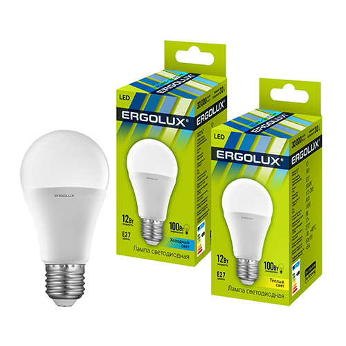 Лампа светодиодная Ergolux LED-A60-12W-E27-4K ЛОН фотография №1