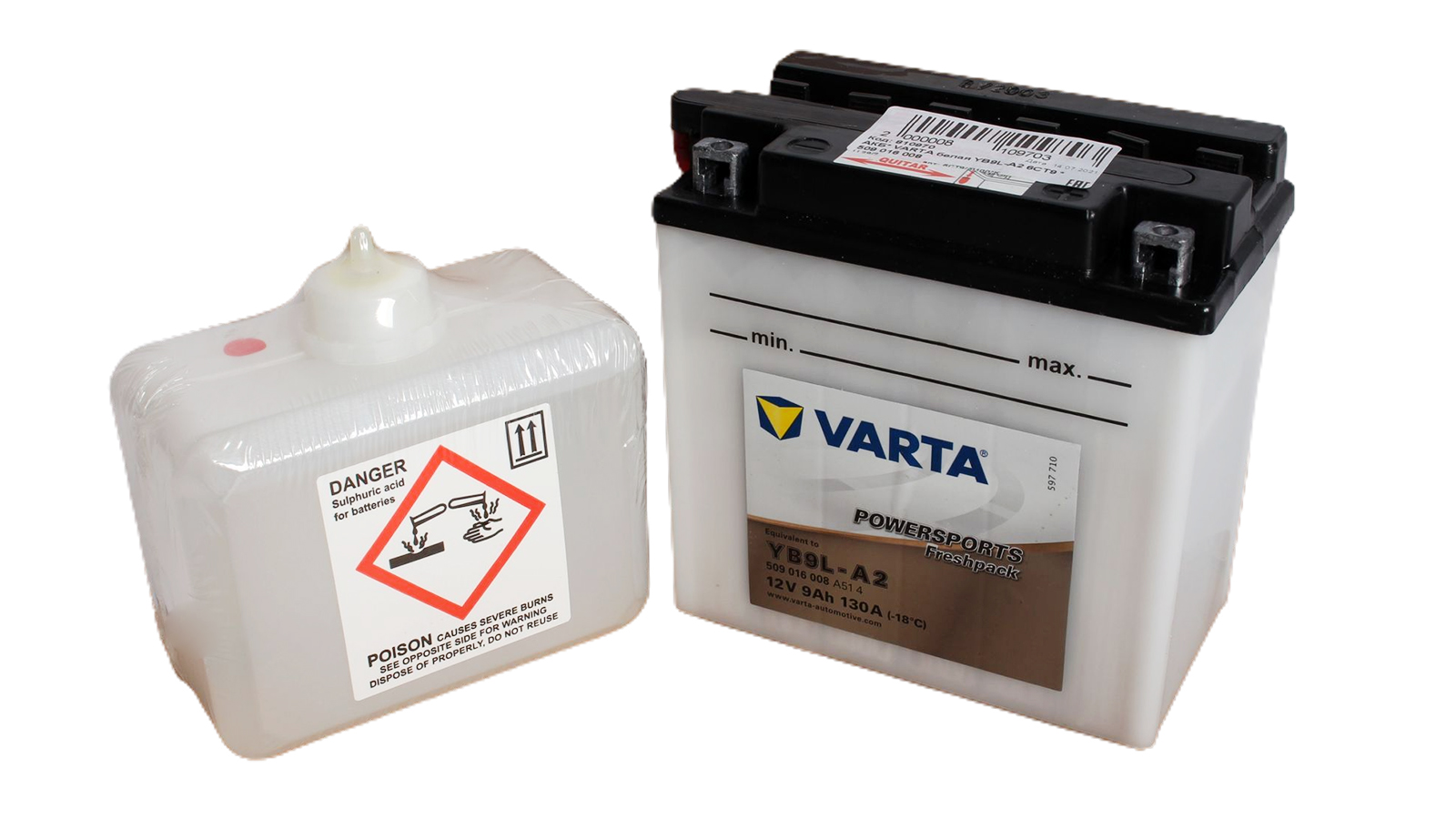 Аккумуляторная батарея VARTA белая YB9L-A2 6СТ9 509 016 008 фотография №1