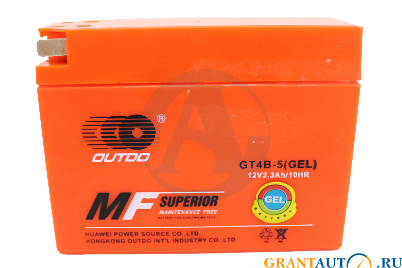 Мотоаккумулятор Outdo GT4B-5 GEL 2.3Ач.114х39х87мм фотография №1
