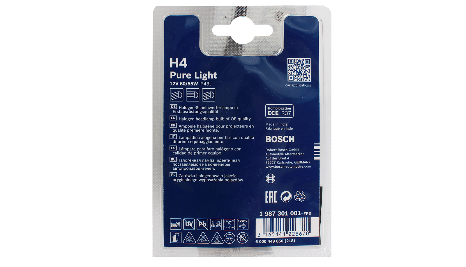 Лампа 12Vx60/55W H4 BOSCH 1987301001 фотография №2