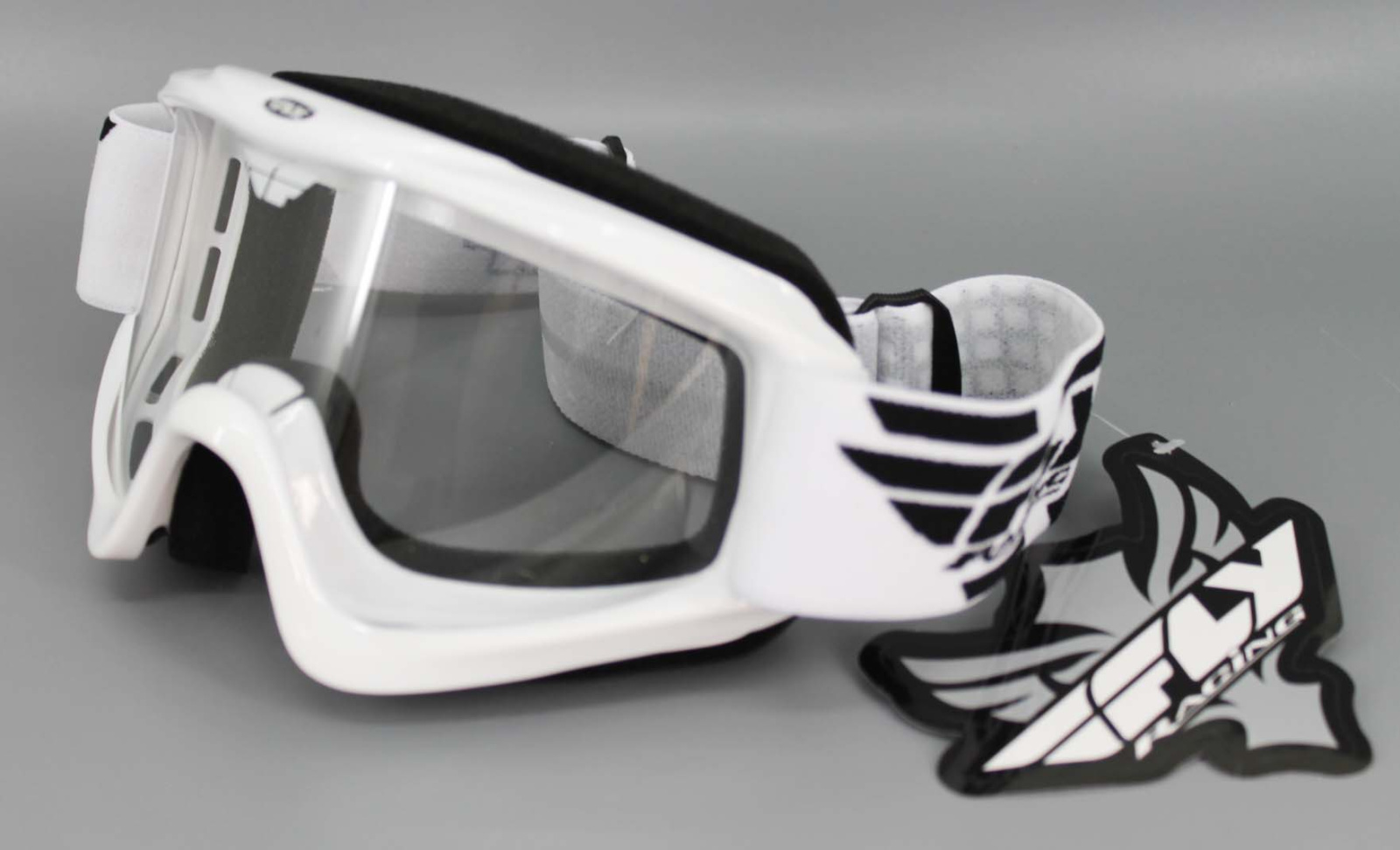 Очки кроссовые FLY RACING FOCUS белые/прозрачные. фотография №1