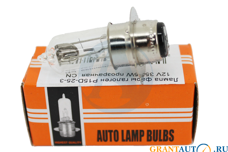 Лампа фары P15D-25-3 12V 35/35W  прозрачная фотография №1