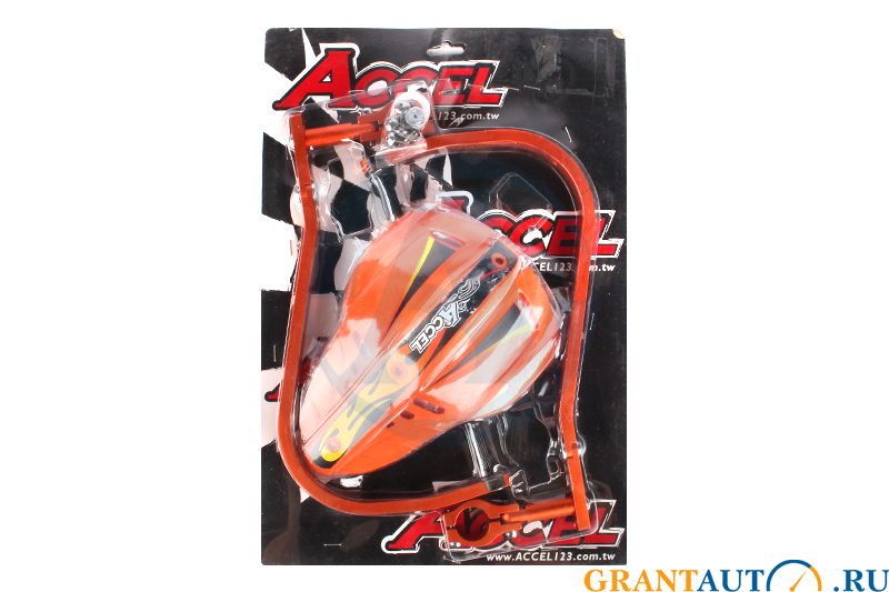 Защита на толстый руль мотоцикла 28.6 с лопухами прямой тип оранжевый Accel Taiwan фотография №1