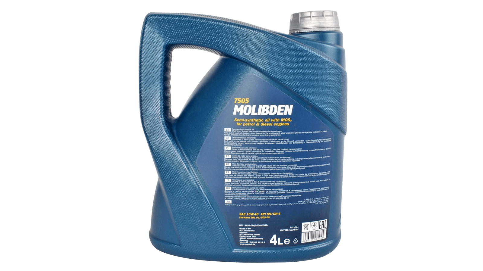 Масло моторное MANNOL MOLIBDEN BENZIN 10W40 4л фотография №2