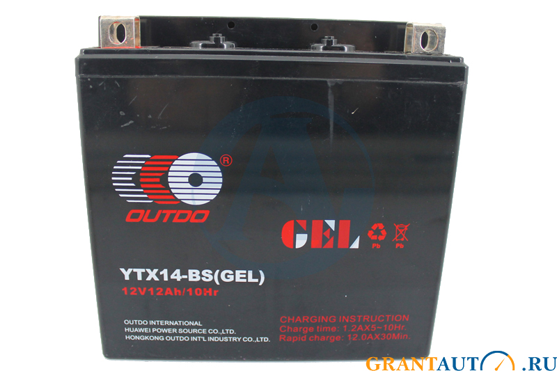 Мотоаккумулятор Outdo YTX14-BS GEL 12Ач.151х88х147мм фотография №1