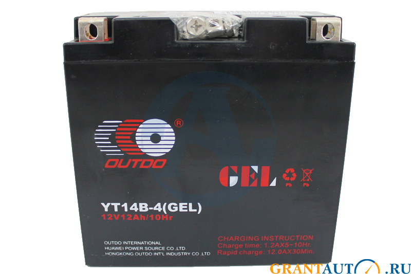Мотоаккумулятор Outdo YT14B-4 GEL 12Ач фотография №1
