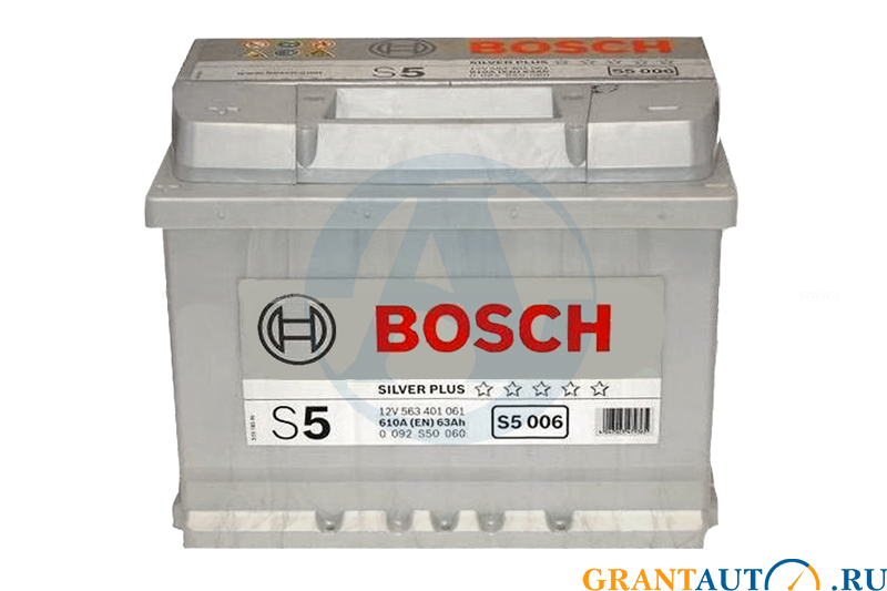 Аккумуляторная батарея BOSCH SILVER+ S5006 6СТ63 * фотография №1
