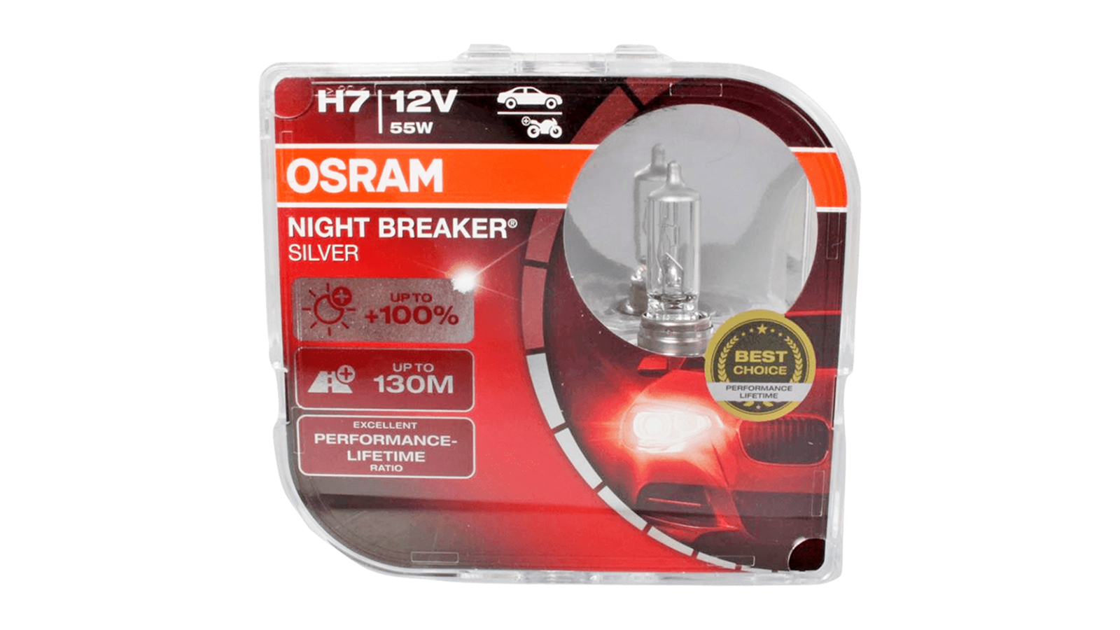 Лампа 12Vx55W H7 +100% OSRAM NIGHT BREAKER SILVER 2шт комплект фотография №1