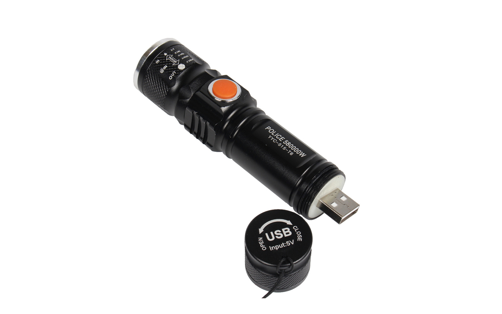 Фонарь ручной аккумуляторный с зарядкой от USB YYC-515-T6 фотография №4