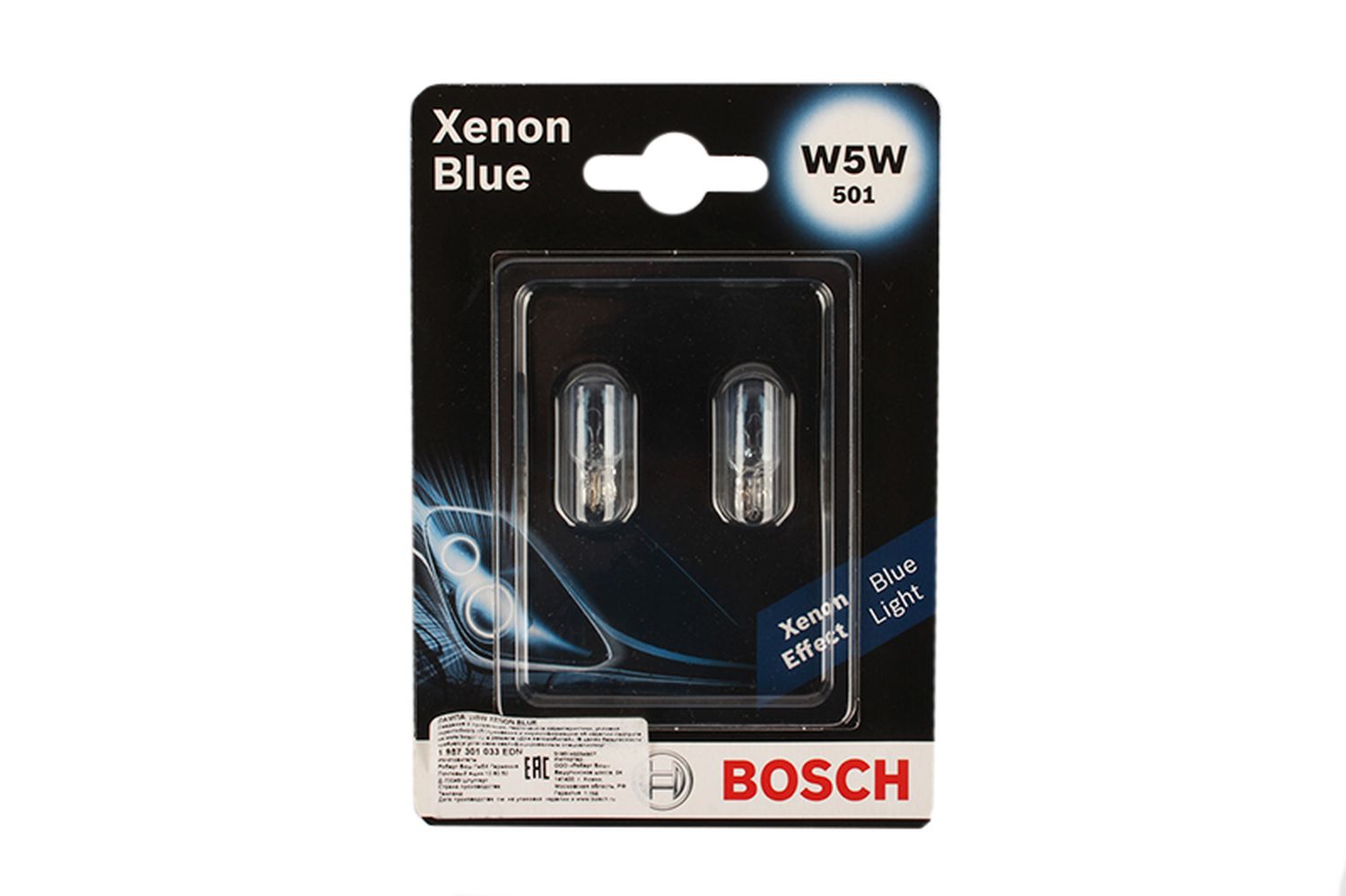 Лампа W5W BOSCH бесцокольная 1987301033 XENON BLUE 2шт фотография №1
