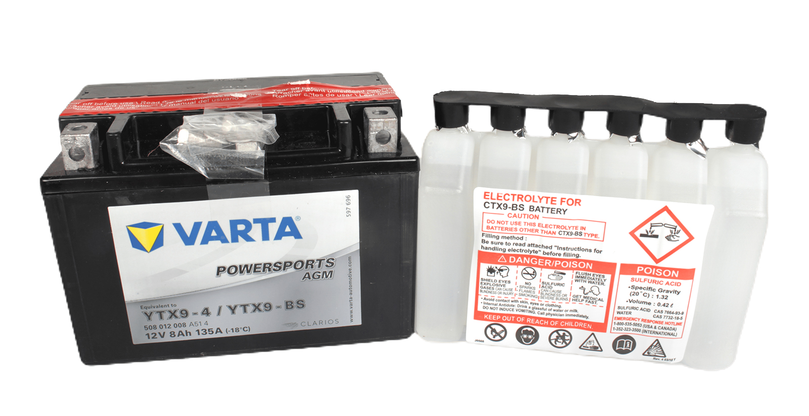 Аккумуляторная батарея VARTA гелевая YTX9-BS 6СТ8 508 012 008 фотография №1