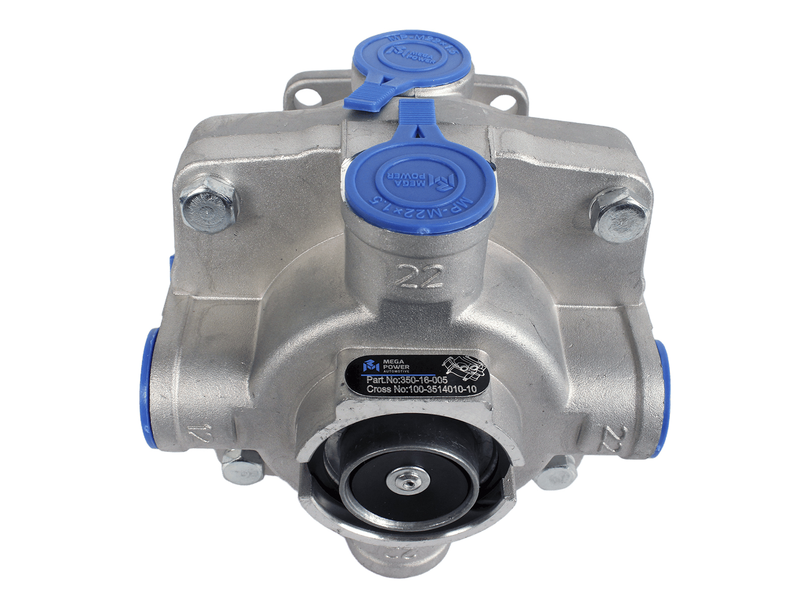 Кран ЗИЛ, КАМАЗ, МАЗ тормозной 2-х секционный MEGAPOWER 350-16-005 фотография №6