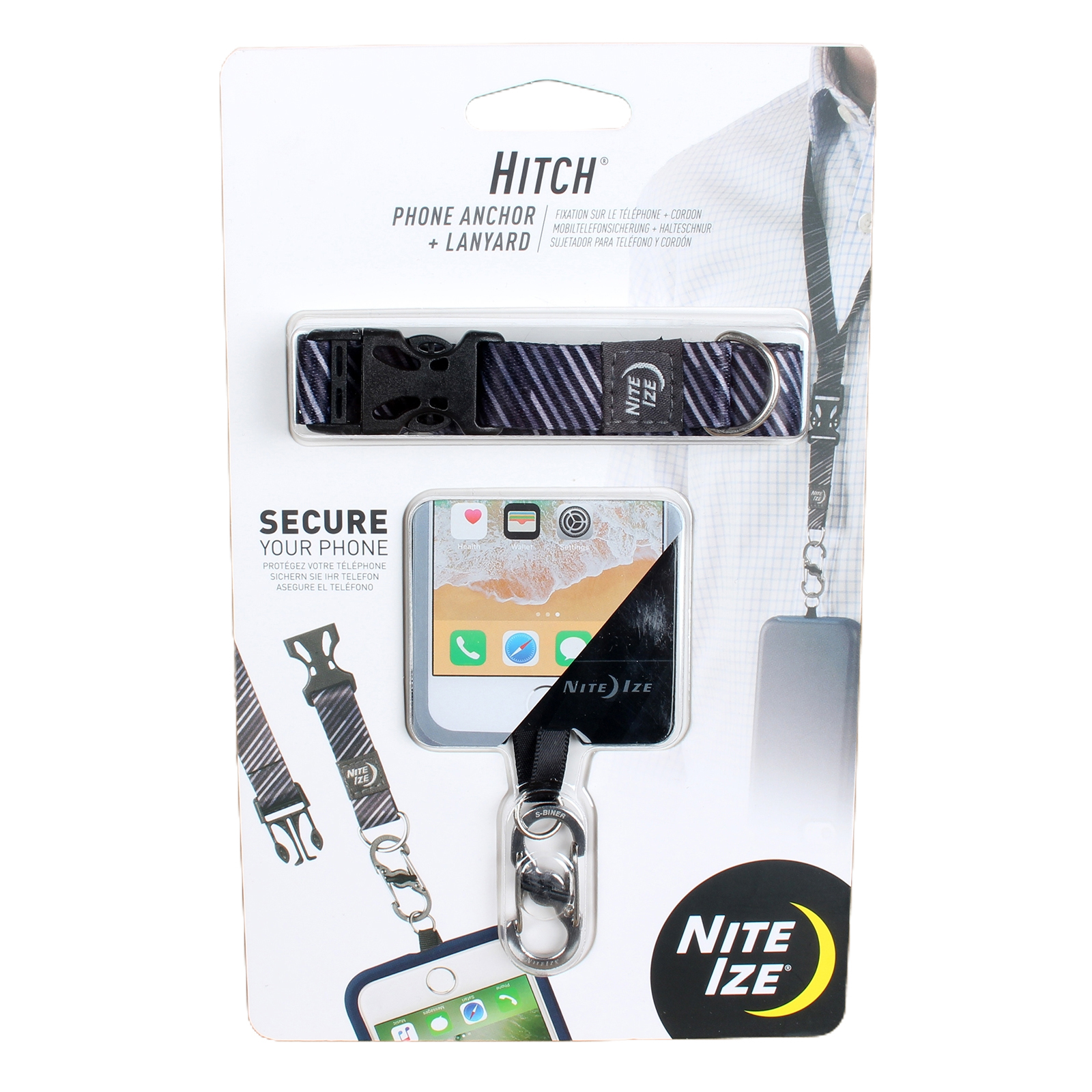 Держатель для телефона NiteIze Hitch Phone Anchor + Lanyard  - черн. фотография №1