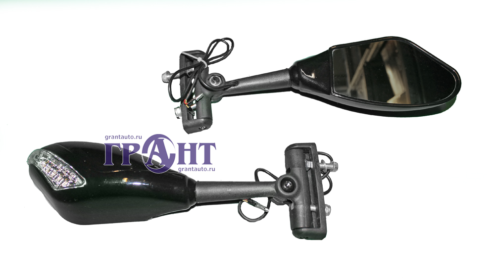 Зеркало для спортбайка с поворотником LED МТ391 black комплект фотография №1