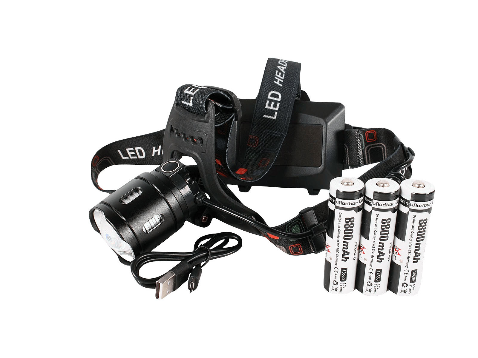 Фонарь налобный светодиодный T30 АКБ USB P90 AR-FA-T30-P90 фотография №2