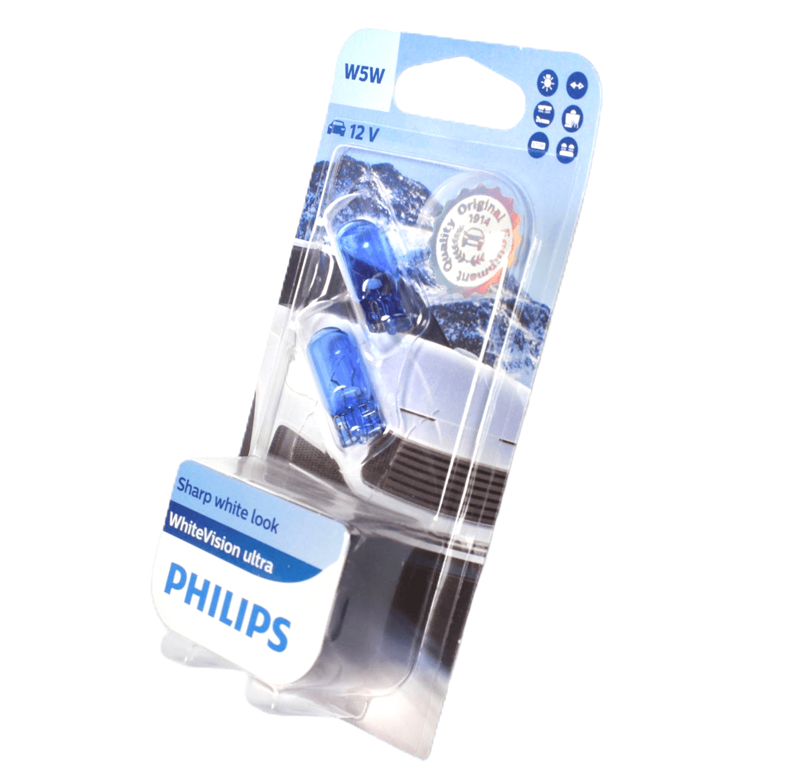 Лампа 12Vx5W PHILIPS WHITE VISION ULTRA бесцокольная блистер 2шт комплект фотография №2