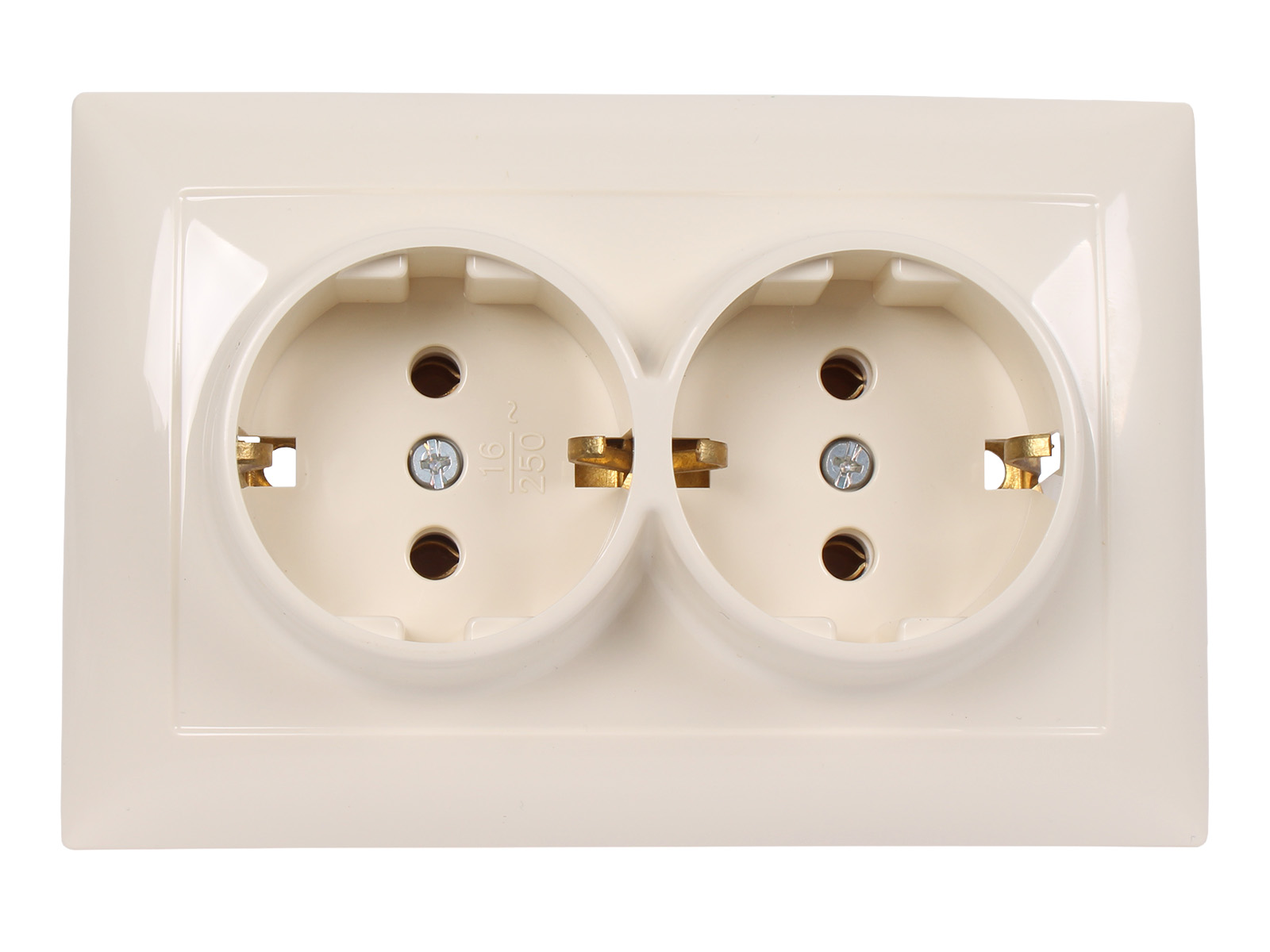 Розетка Селена двойная с заземлением слоновая кость РС16-372 фотография №1 Розетка Селена двойная с заземлением слоновая кость РС16-372 фотография №1