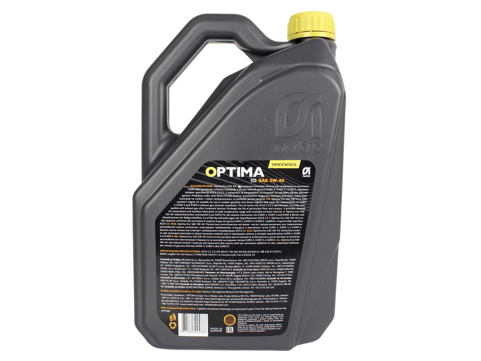 Масло моторное NESTRO OPTIMA ECO 5W40 4л фотография №3
