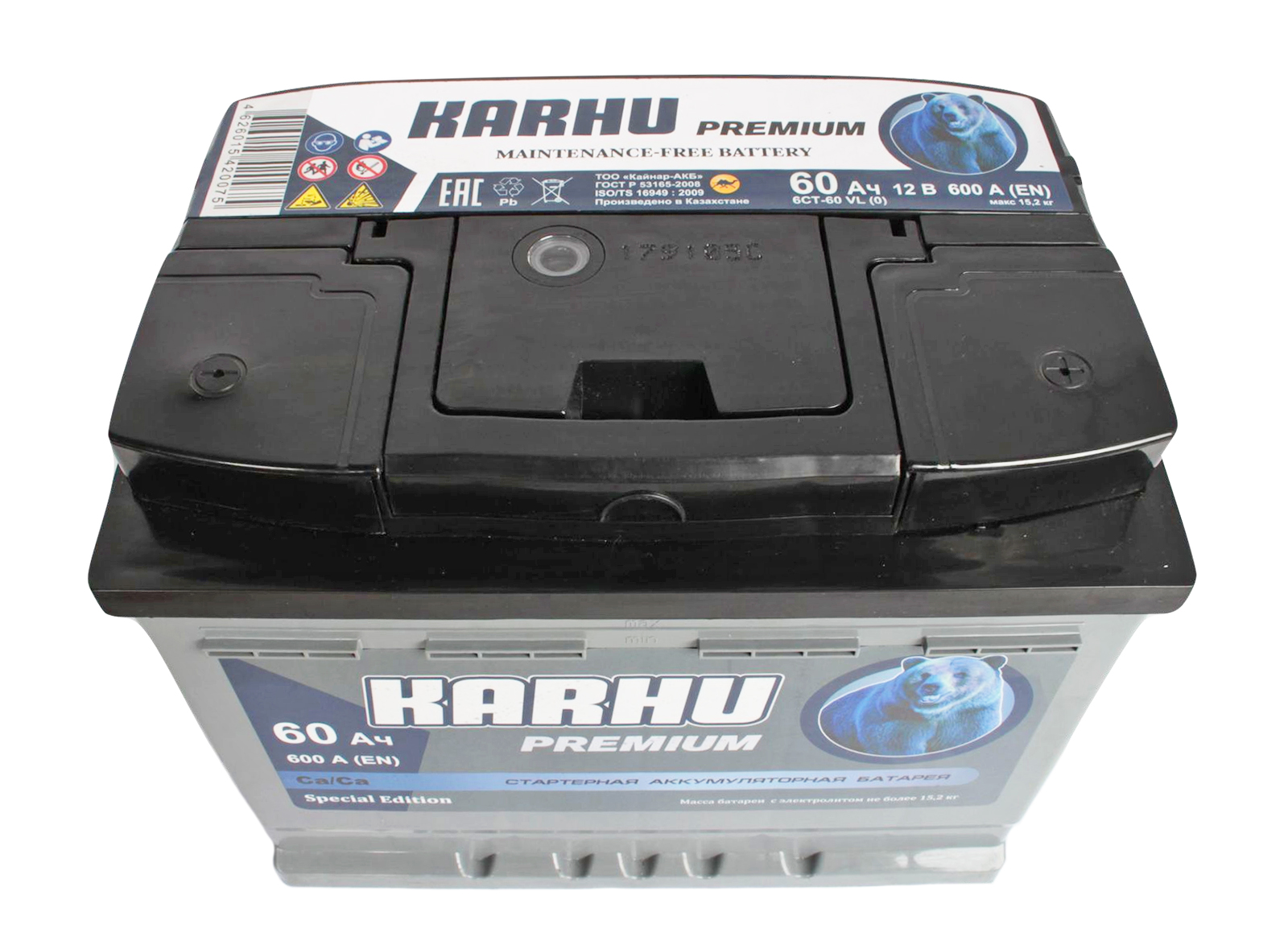 Аккумуляторная батарея KARHU Premium 6СТ60 обратная фотография №2