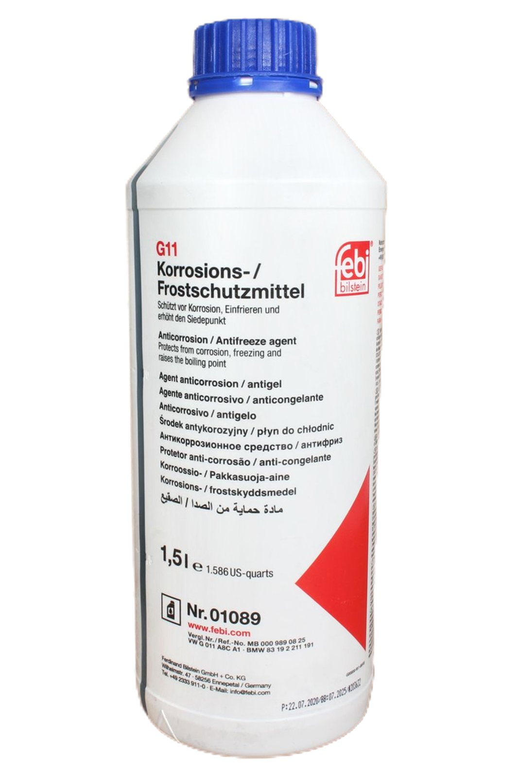 Антифриз G11 1.5л синий FEBI 01089 86089 фотография №1