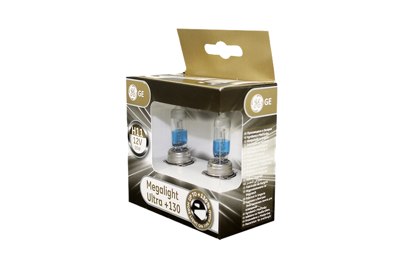 Лампа автомобильная H11 12V-55W (PGJ19-2) Megalight Ultra +130 (к.уп.2шт.) (GE) фотография №3