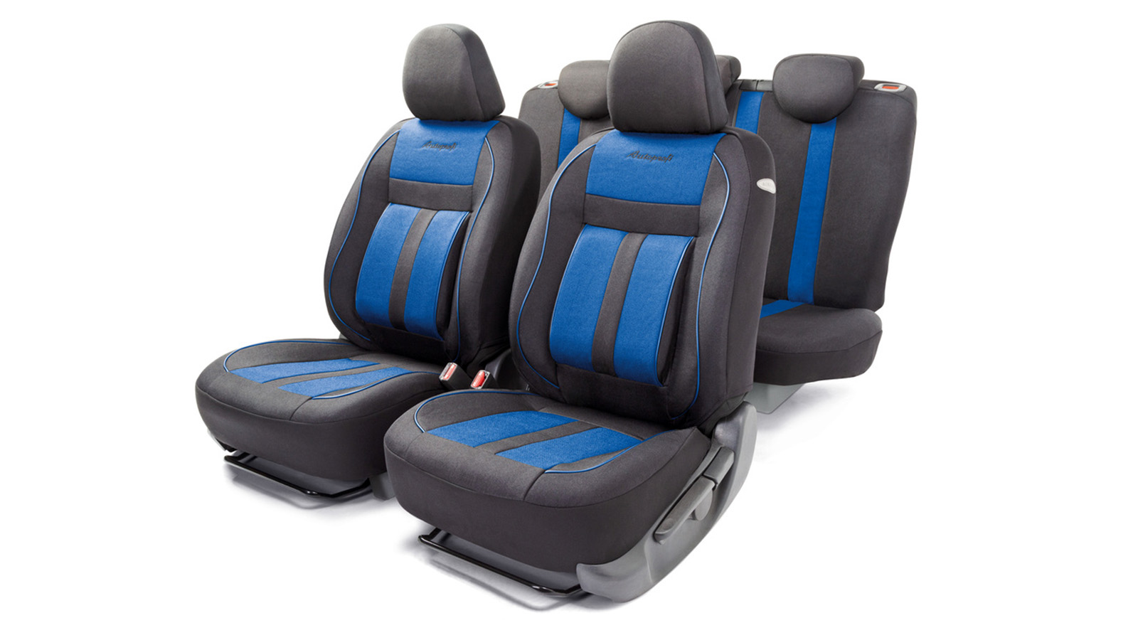 Чехлы на сиденье CUSHION COMFORT CUS-1505 BLACK/BLUE эко-хлопок 3D крой большой поясничный упор  AUTOPROFI фотография №1