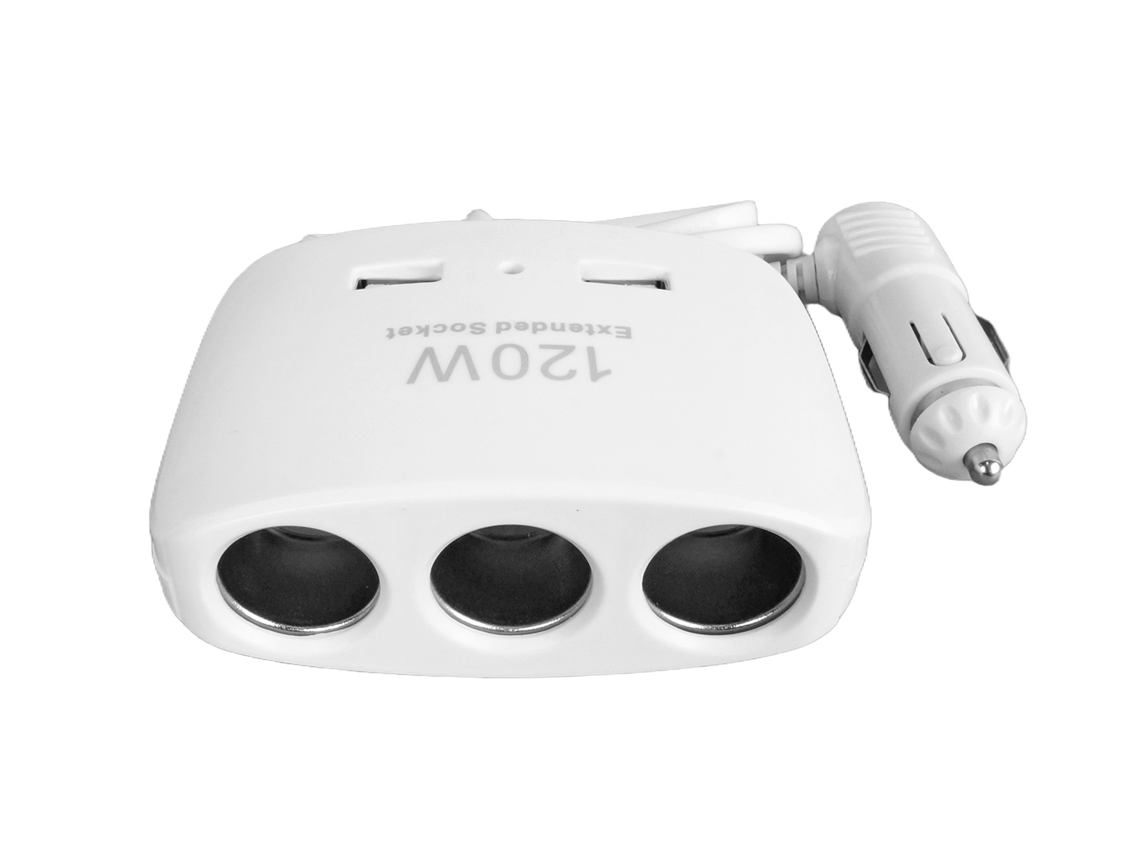 Разветвитель 3 гнезда 2 USB с проводом 120W белый фотография №1