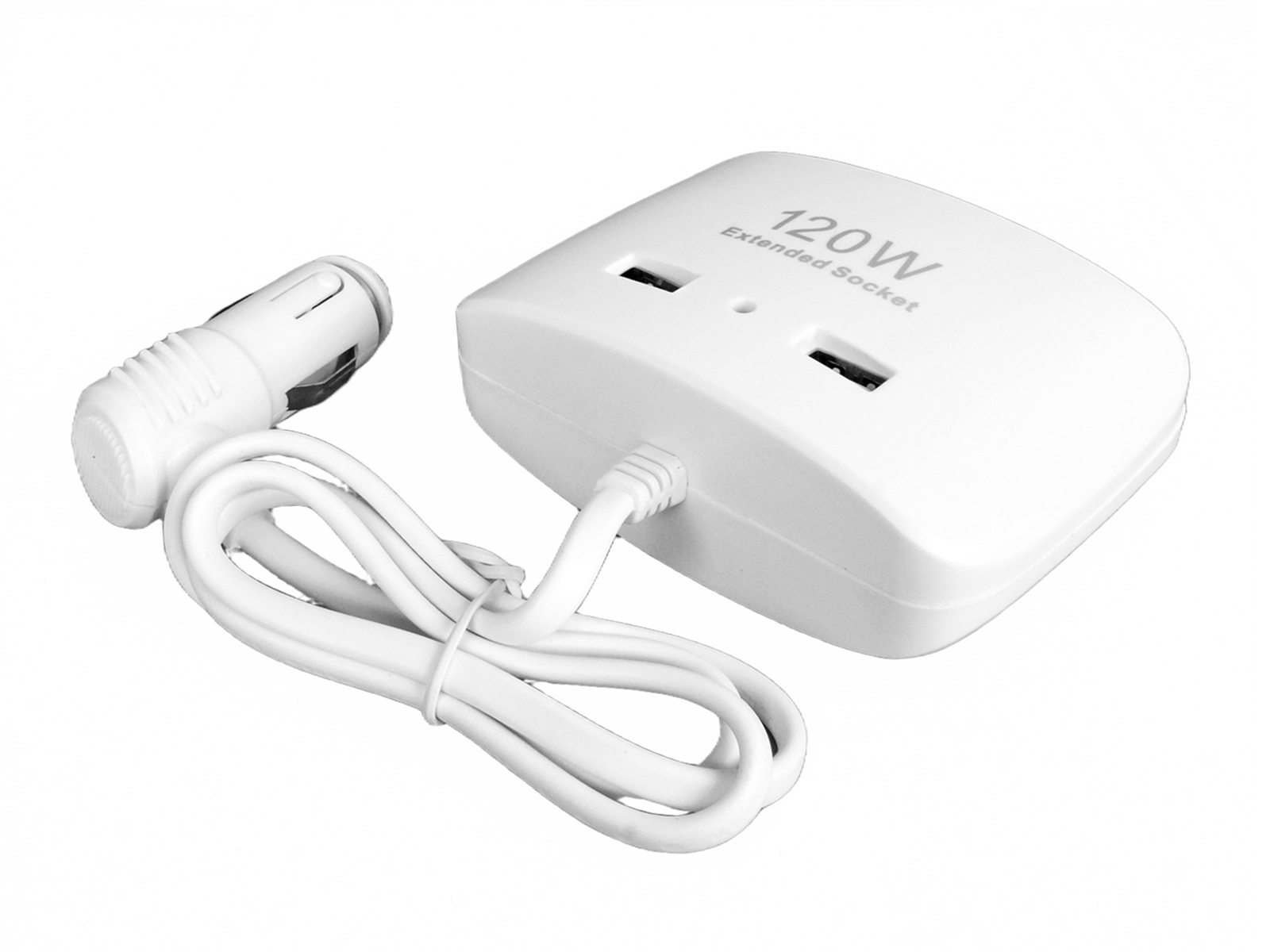 Разветвитель 3 гнезда 2 USB с проводом 120W белый фотография №3