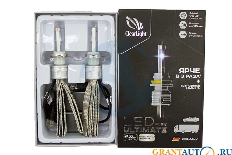 Лампа ClearLight Flex Ultimate H7 5500Lm 6000K диодная комплект фотография №1