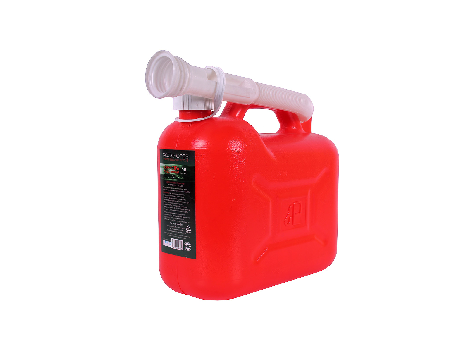 Канистра ROCKFORCE пластиковая со сменным гибким носиком 5л фотография №2
