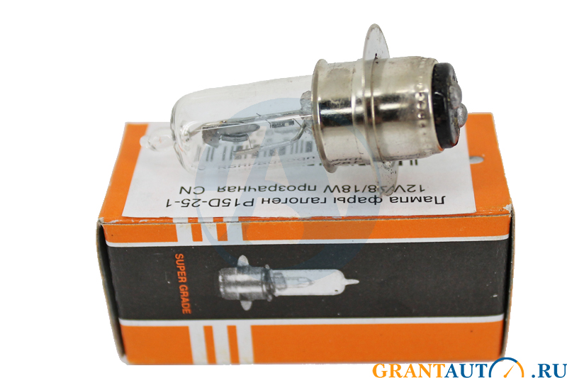 Лампа фары P15D-25-1 12V 18/18W прозрачная фотография №1