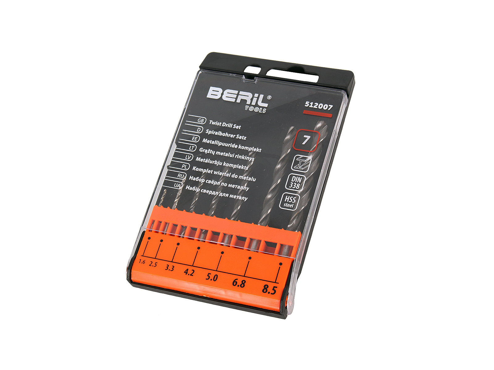 Набор сверл по металлу 1.6-8.5 BERIL 7шт. 512007 фотография №1