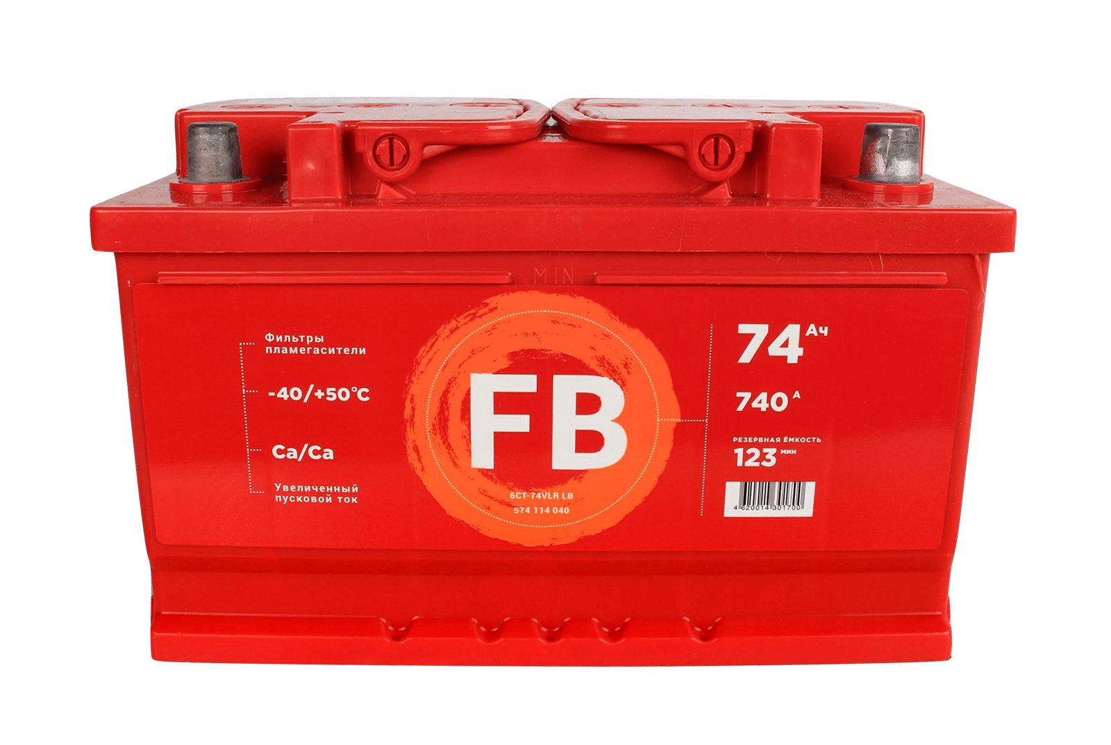 Аккумуляторная батарея FB 6СТ74 обратная низкая фотография №1