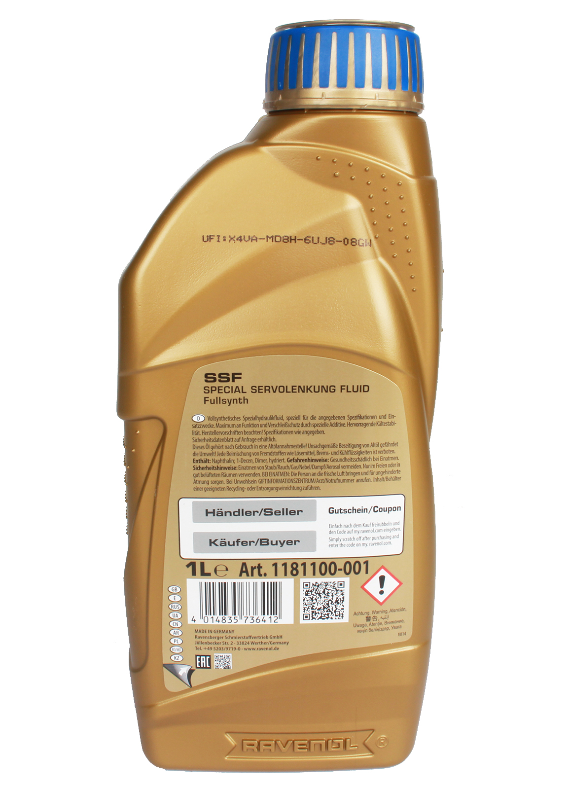 Жидкость гидроусилителя руля RAVENOL SSF 1л фотография №2