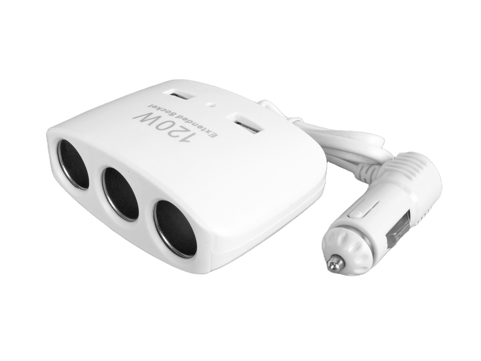 Разветвитель 3 гнезда 2 USB с проводом 120W белый фотография №2