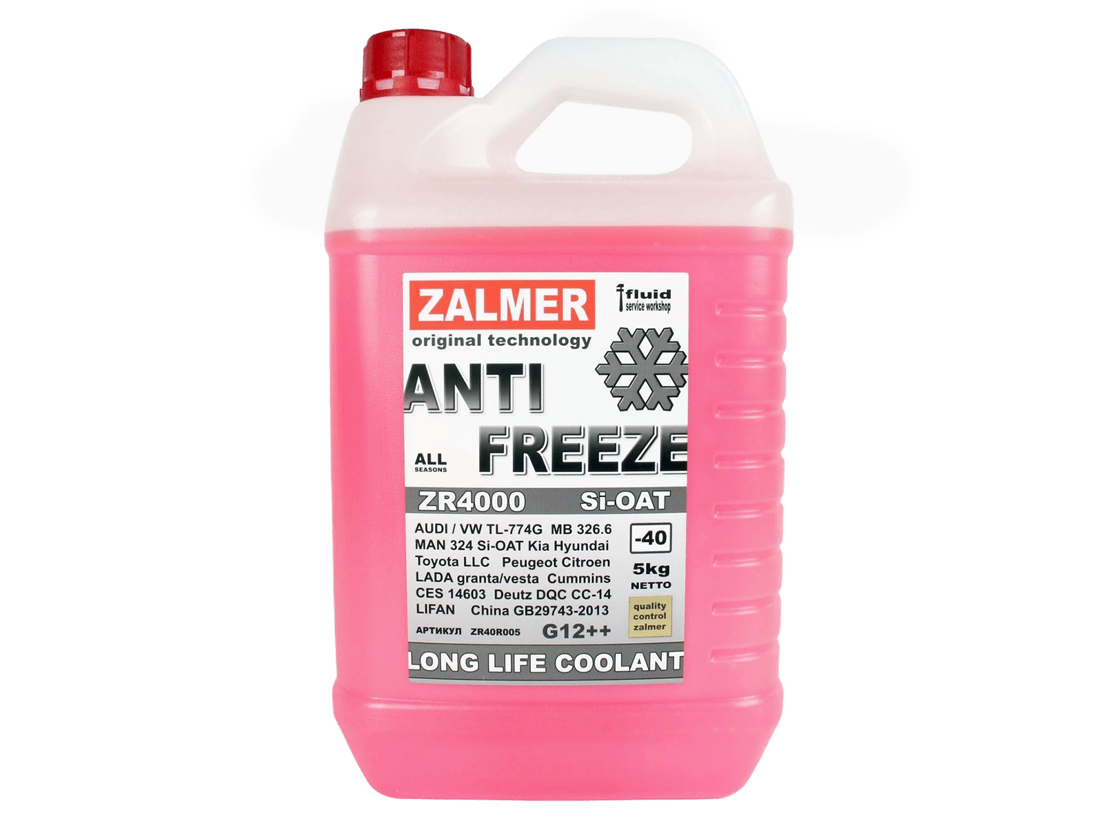 Антифриз G12++ красный 5кг ZALMER ZR4000 фотография №1
