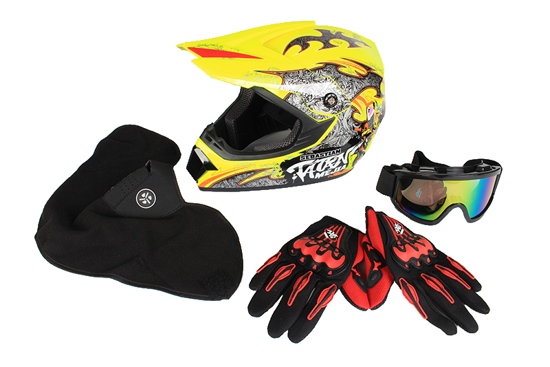 Комплект для мотокросса, цвета в ассортименте Шлем, очки, перчатки,подшлемник L фотография №3