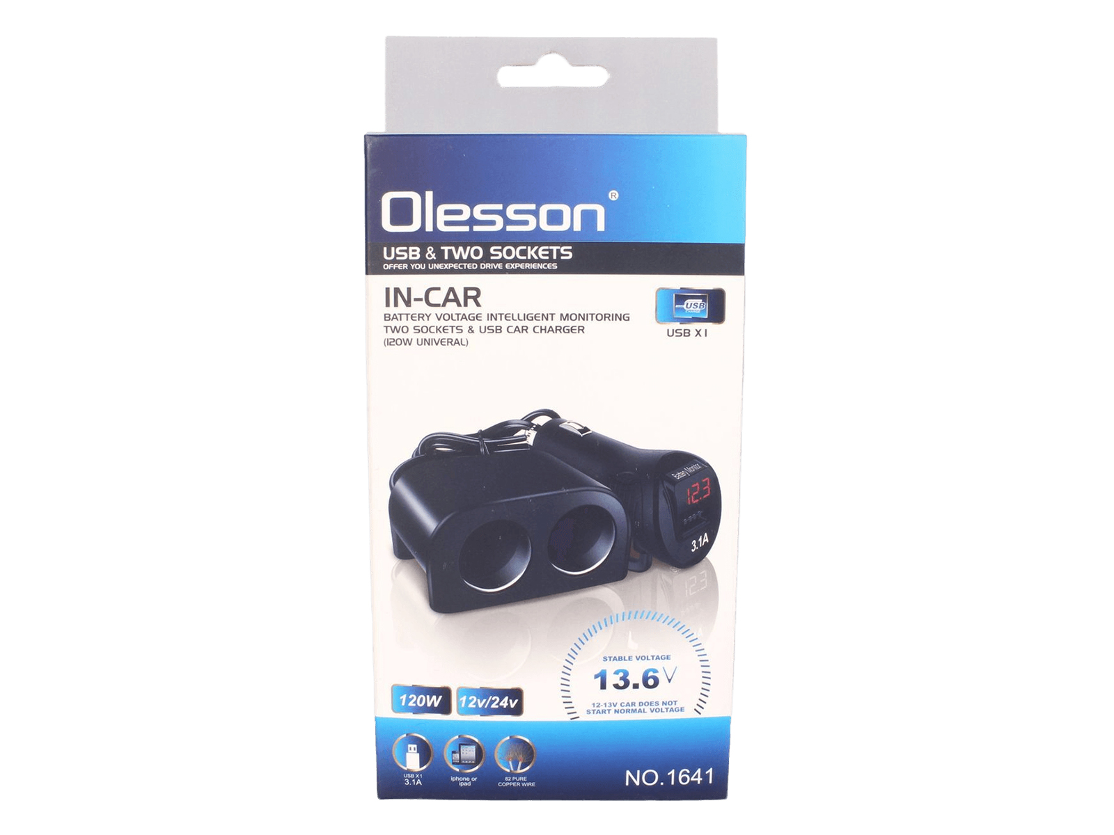 Разветвитель 2 гнезда 1 USB индикатор напряжения 120Вт фотография №3