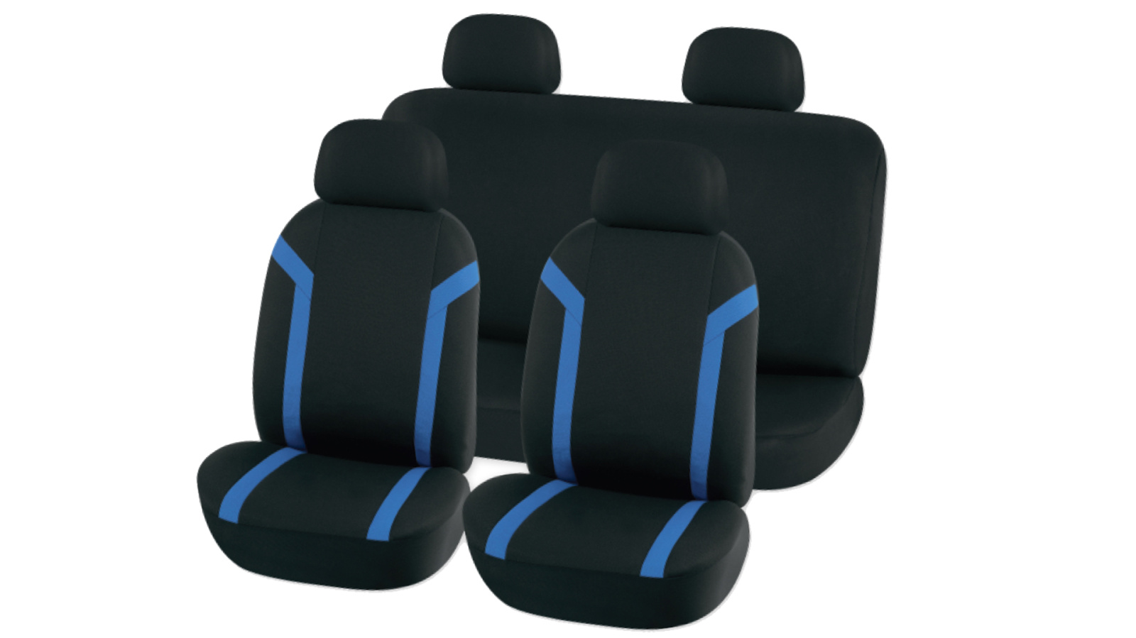 Комплект чехлов-рубашек на сиденья ARNEZI с подголовниками черный с синей полосой 8 предметов A0508008 фотография №1