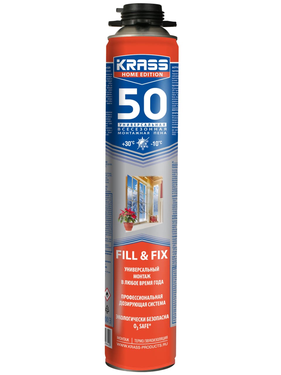 Пена монтажная KRASS Home Edition 50 пистолетная 750мл фотография №1